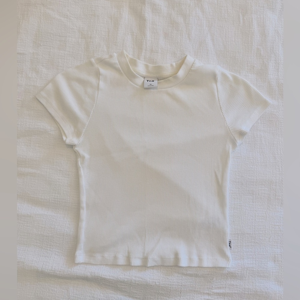 TNA ribbed white top (slightly cropped)